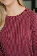 Love to Love You Textured Knit Dress in Burgundy