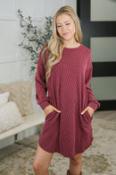 Love to Love You Textured Knit Dress in Burgundy