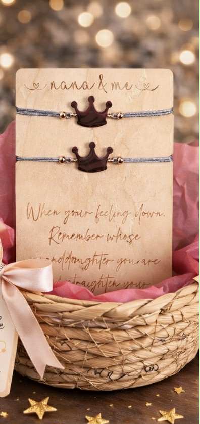 Gigi/Grandma/Nana & Me Wooden Card with Bracelets