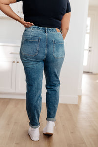 Payton Pull On Denim Joggers in Medium Wash - The Sapphire Star