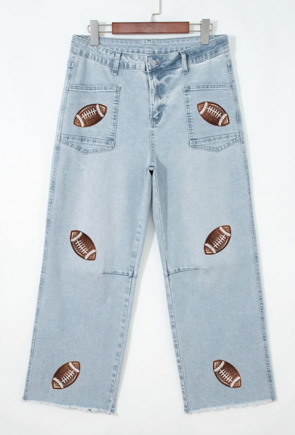 Football Sequin Patch Jeans
