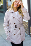 Put Together Taupe Double Breasted Lined Trench Coat
