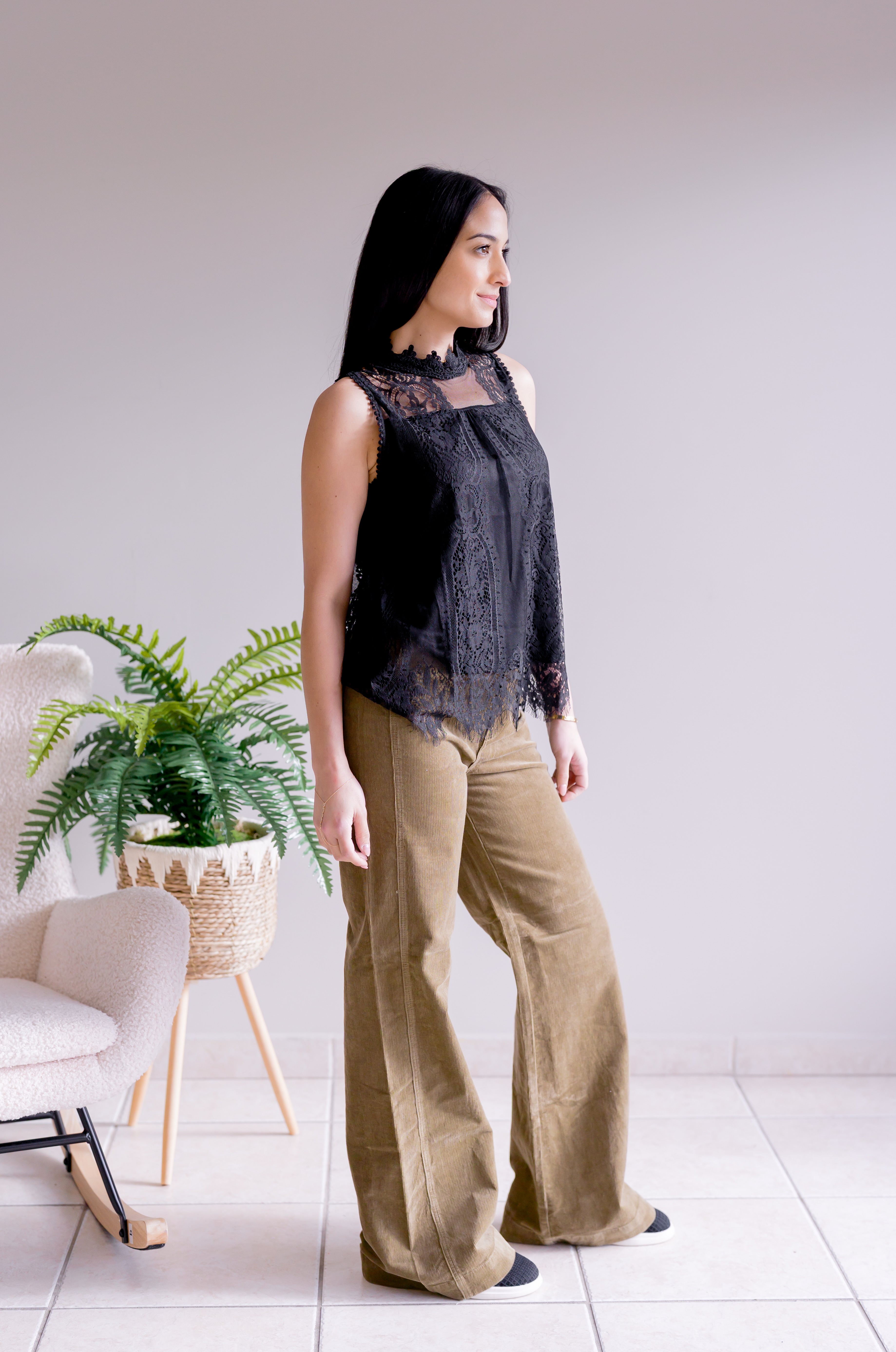 Spring Whispers Lace Top - Black