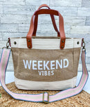 Jute and Vegan Leather Standing Tote