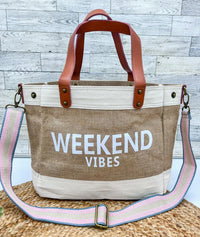 Jute and Vegan Leather Standing Tote