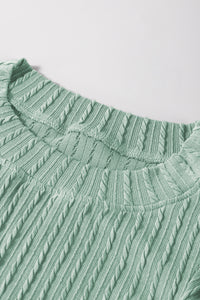 Sleet Solid Color Textured Flutter Sleeve Top