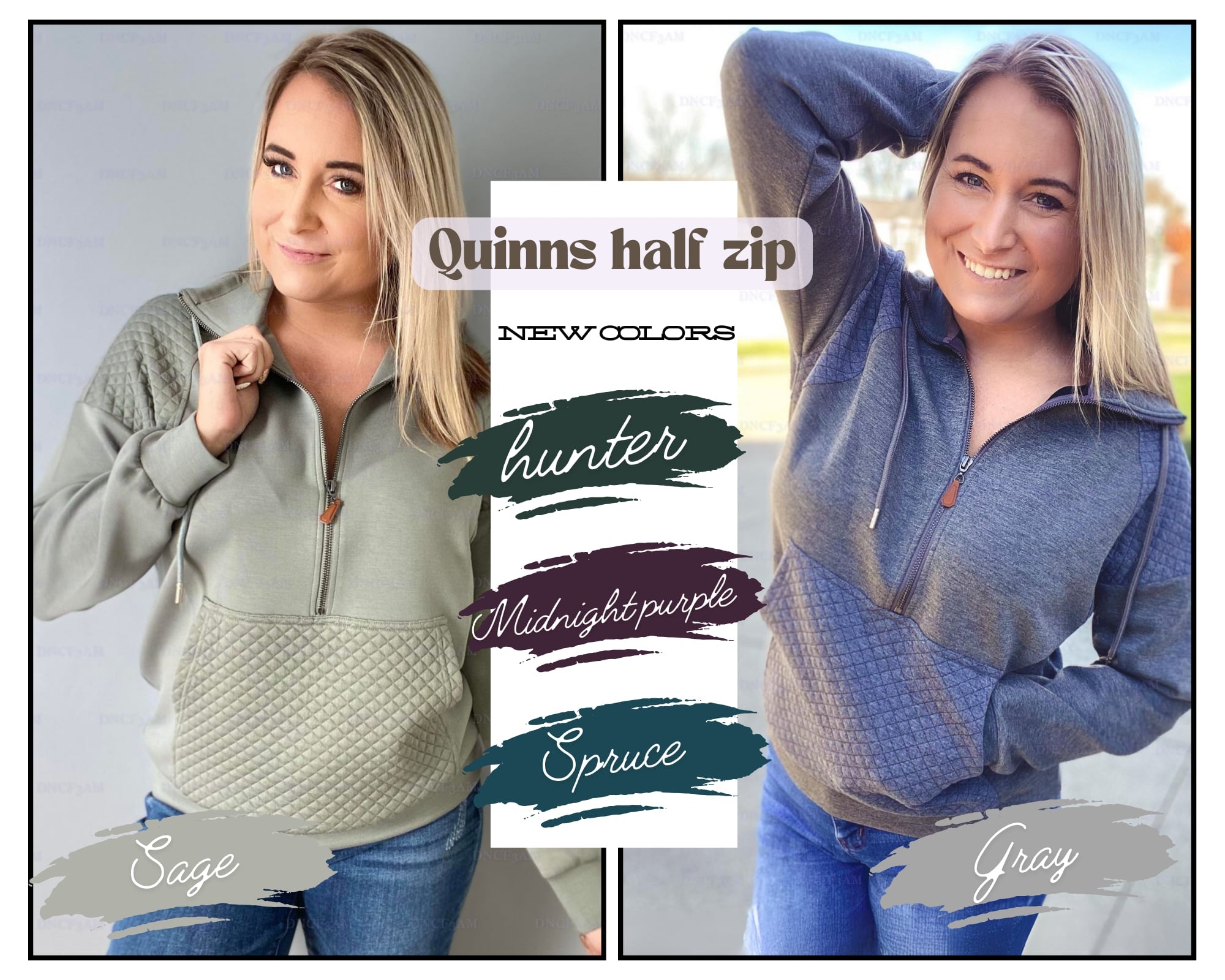 QUINN QUILTED HALF ZIP PULLOVERS-