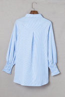 Stripe Shirred Cuff Shirt
