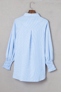 Stripe Shirred Cuff Shirt