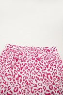 White Leopard Elastic Waist Lace up Contrast Trim Casual Shorts