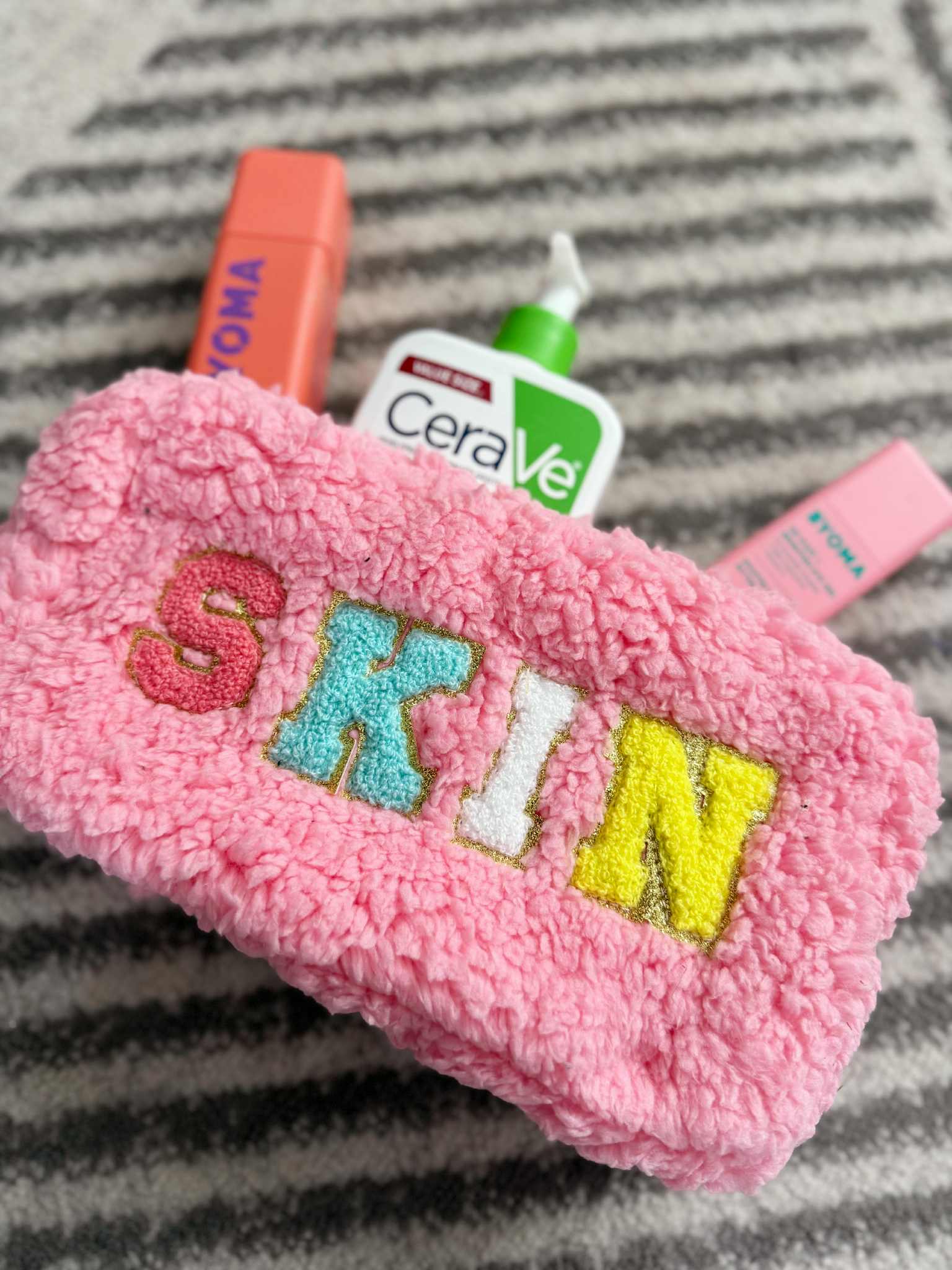 Plush Chenille Letter Cosmetic Bag