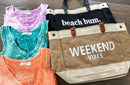 Jute and Vegan Leather Standing Tote