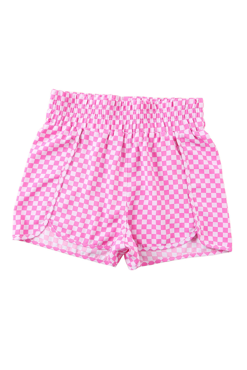 Pink Plaid Print High Waisted Athletic Shorts - The Sapphire Star