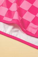 Rose Checkered Drawstring Elastic Waist Casual Shorts