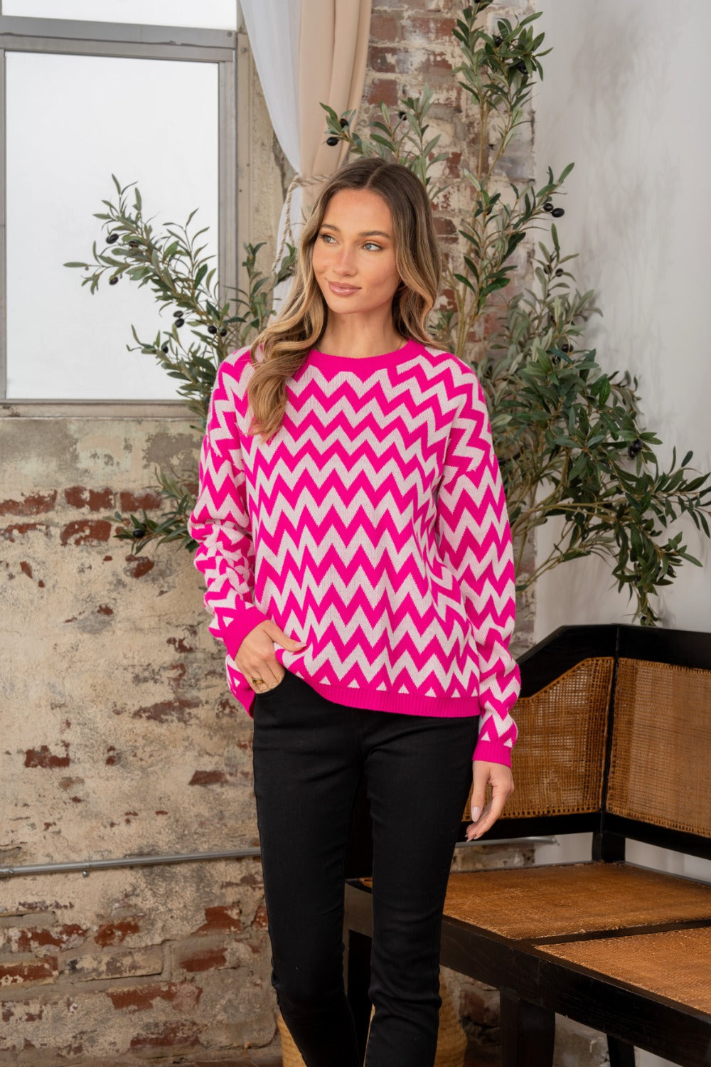 Fuchsia/ Ivory / S