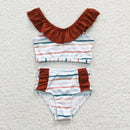 striped two piece swimsuit