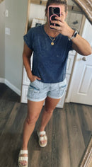 washed cotton mid crop tee zenana
