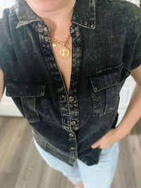 Zenana Washed Linen Button Down