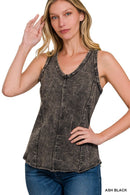 Zenana CRINKLE WASHED /TERRY RAW EDGE Tank