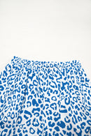 White Leopard Elastic Waist Lace up Contrast Trim Casual Shorts
