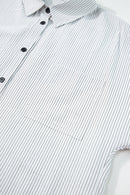 Striped Pocketed Tunic Button Up Shirt