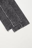 Beau Blue Light Wash Frayed Exposed Seam Wide Leg Denim Overall
