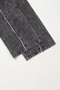 Beau Blue Light Wash Frayed Exposed Seam Wide Leg Denim Overall