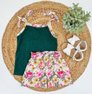 Kid's floral bag shorts and tie tank