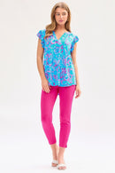 Dear Scarlett Lizzy Flutter Sleeve Top in Royal Blue