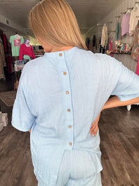 The Lennox Light Blue Button Lounge Set