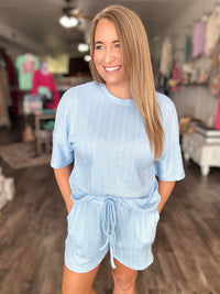 The Lennox Light Blue Button Lounge Set