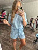 The Lennox Light Blue Button Lounge Set