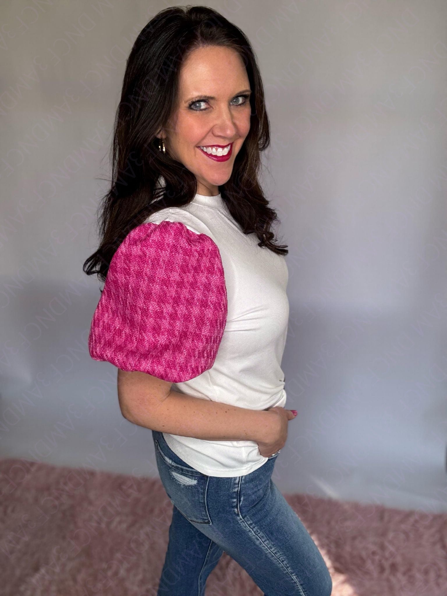 RTS: Leeann Pink Puff Shirt-