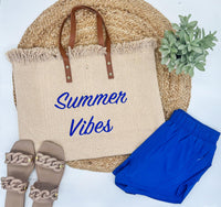 Summer Vibes embroidered Knitted Canvas Tote-