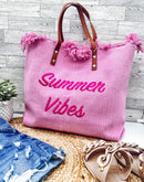 Summer Vibes embroidered Knitted Canvas Tote-