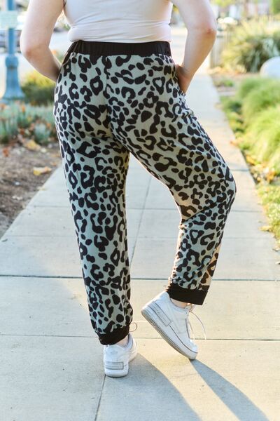 Celeste Design Full Size Leopard Contrast Sweatpants - The Sapphire Star