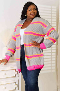 Woven Right Ribbed Long Sleeve Cardigan - The Sapphire Star