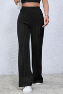 Basic Bae Full Size Ribbed High Waist Flare Pants - The Sapphire Star