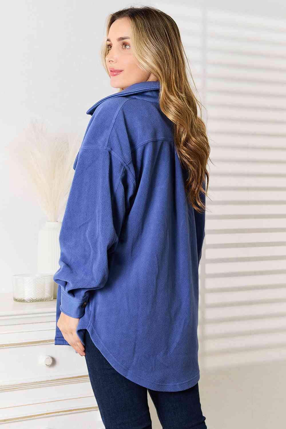 Heimish Cozy Girl Full Size Button Down Shacket - The Sapphire Star