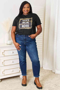 Simply Love WIFE MOM BOSS Leopard Graphic T-Shirt - The Sapphire Star