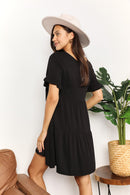 Double Take V-Neck Flounce Sleeve Tiered Dress - The Sapphire Star