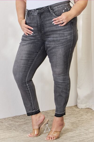 Judy Blue Full Size High Waist Tummy Control Release Hem Skinny Jeans - The Sapphire Star