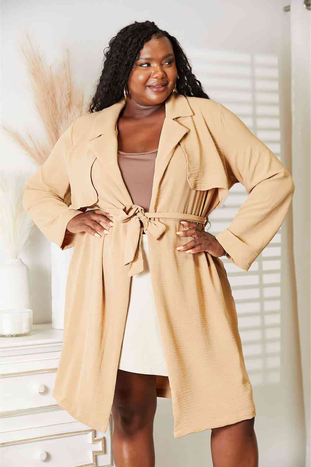 Culture Code Full Size Tied Trench Coat with Pockets - The Sapphire Star