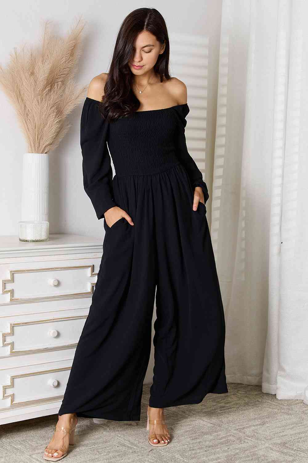 Double Take Square Neck Jumpsuit with Pockets - The Sapphire Star