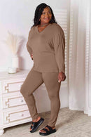 Basic Bae Full Size V-Neck Soft Rayon Long Sleeve Top and Pants Lounge Set - The Sapphire Star