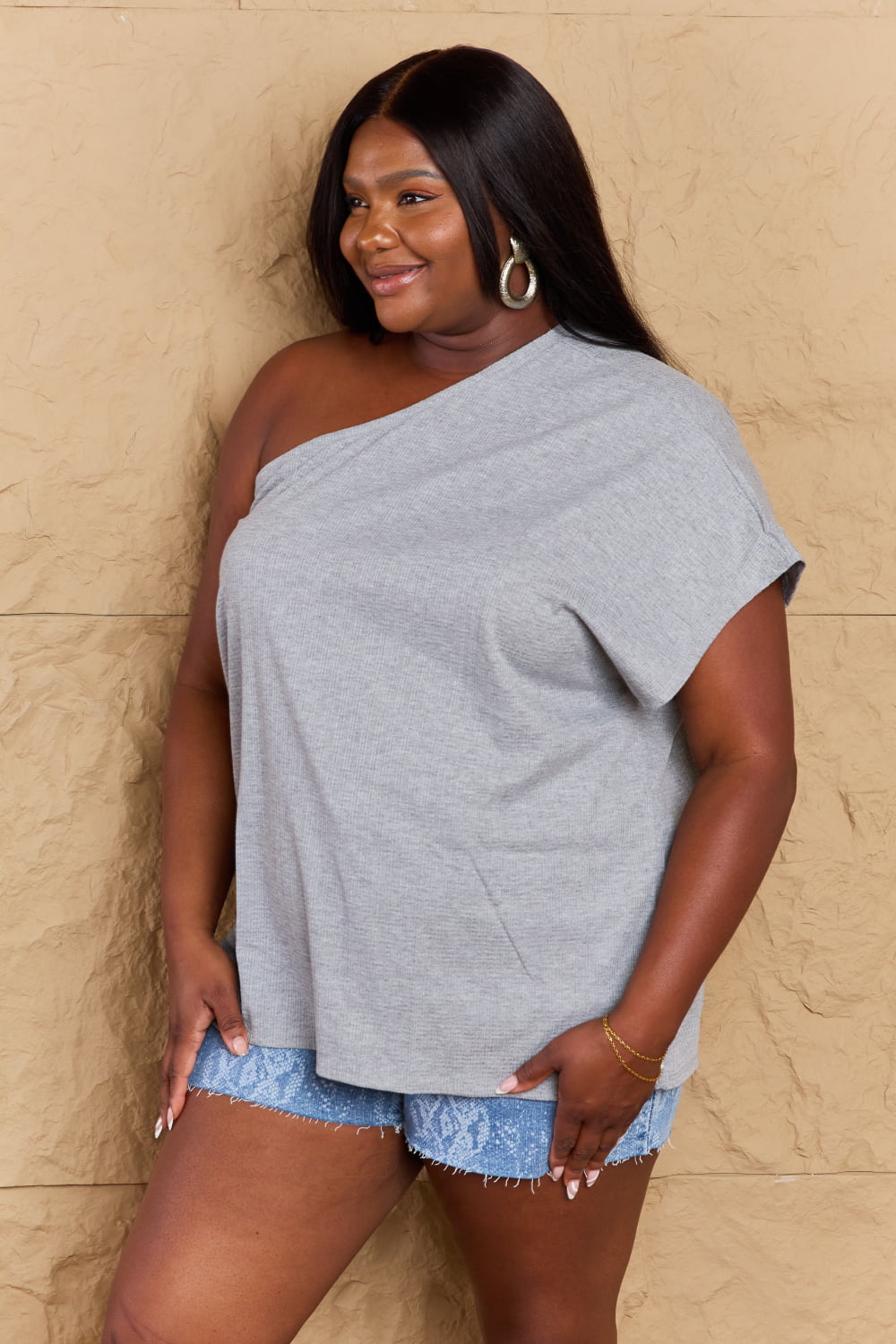 Ninexis in My Groove One Shoulder Loose Top - The Sapphire Star