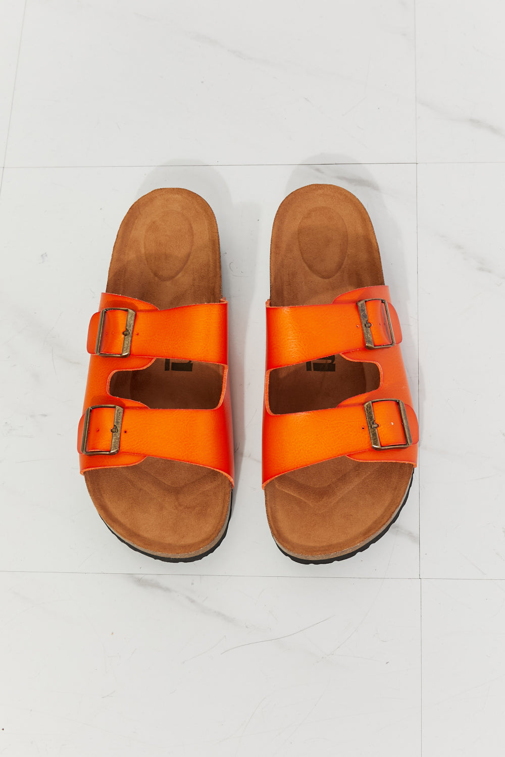 MMShoes Feeling Alive Double Banded Slide Sandals in Orange - The Sapphire Star