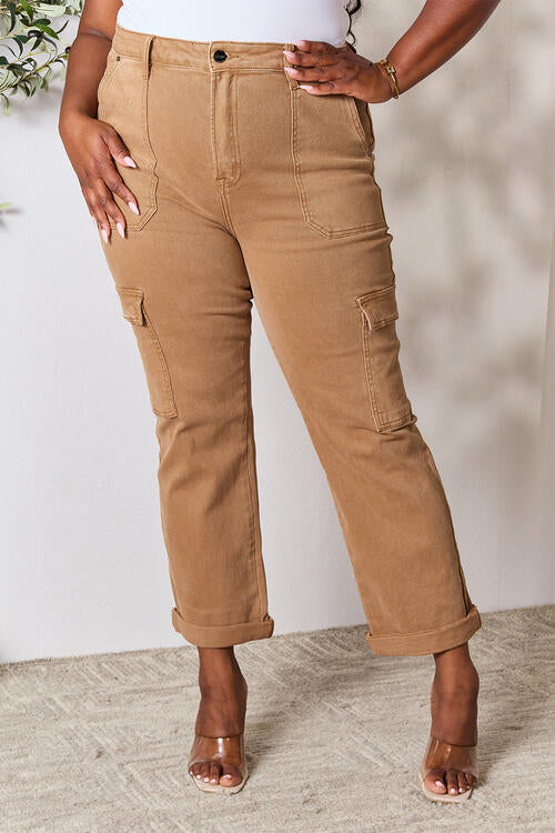 Risen Full Size High Waist Straight Jeans with Pockets - The Sapphire Star