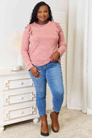 Double Take Ruffle Shoulder Long Sleeve T-Shirt - The Sapphire Star
