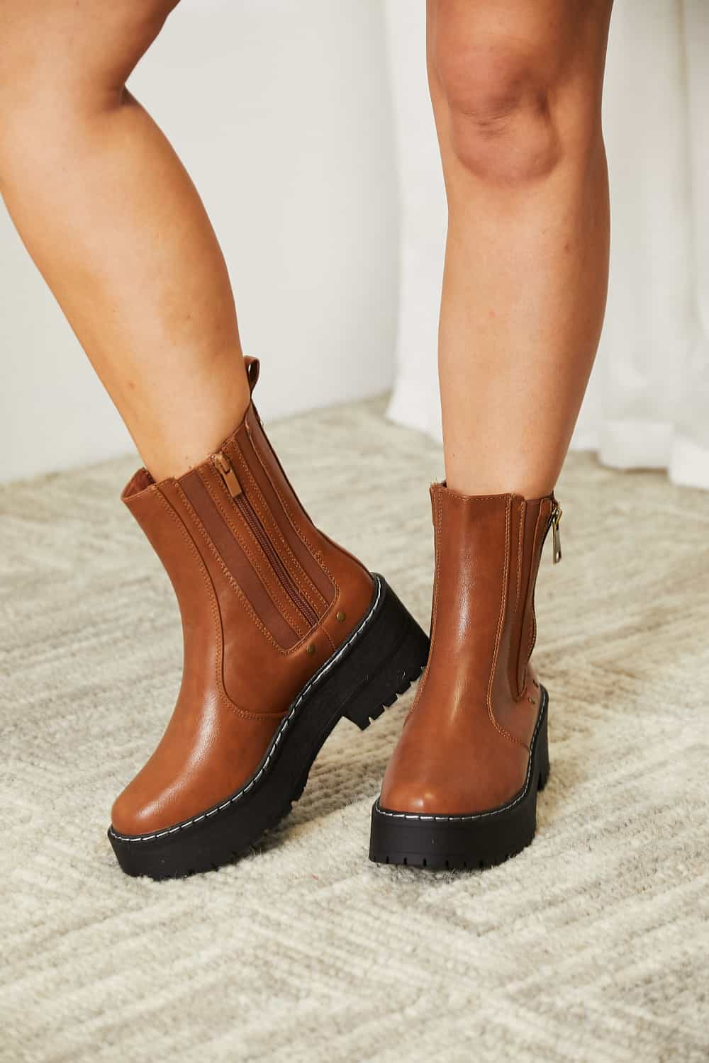 Forever Link Side Zip Platform Boots - The Sapphire Star